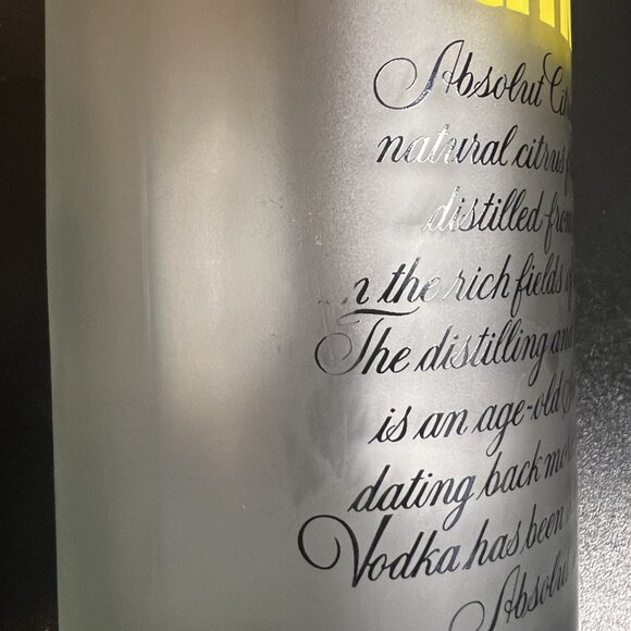 Unique Absolut Citron Vodka Frosted Glass Advertising Bottle Tip Jar Bar Decor - Picture 8 of 8